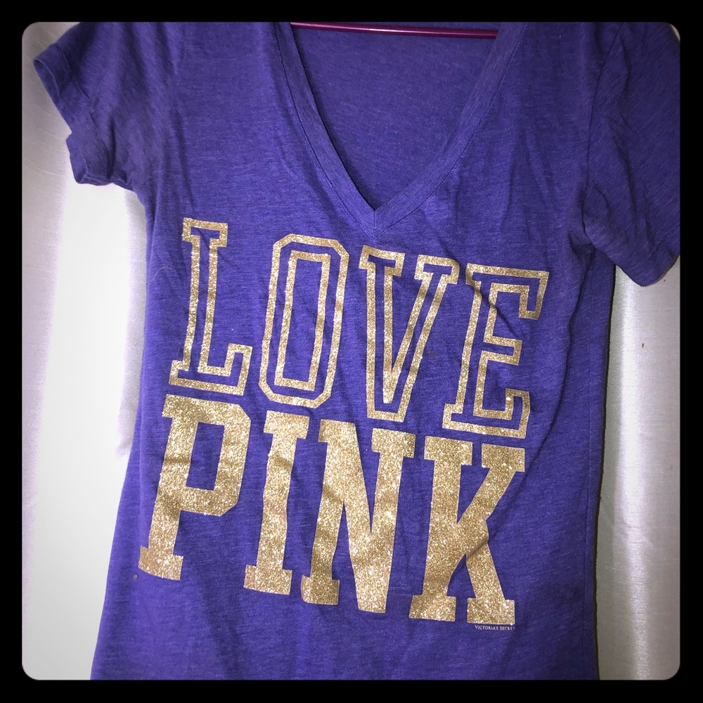 Purple Victoria secret v-neck t-shirt.